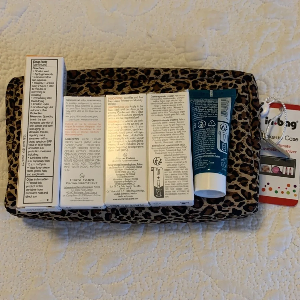 In•Bag Make-Up Case, Animal Print & Clear Front, 4 Compartments, Zip Top, NWT - Picture 7 of 9